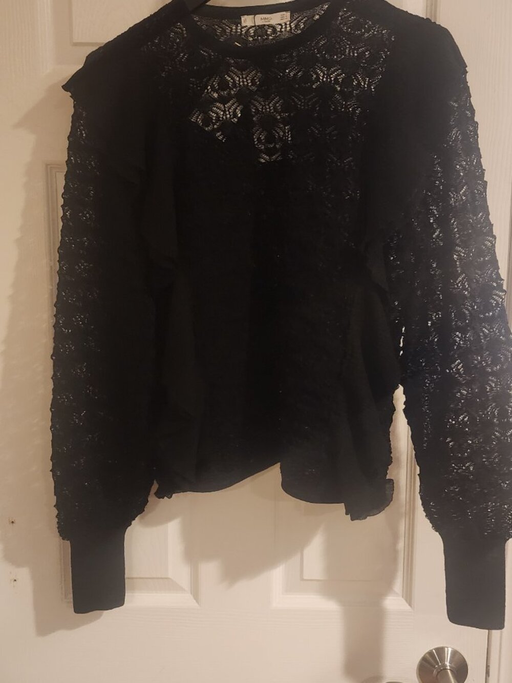 MANGO LACE RUFFLE TOP - Picture 2 of 13